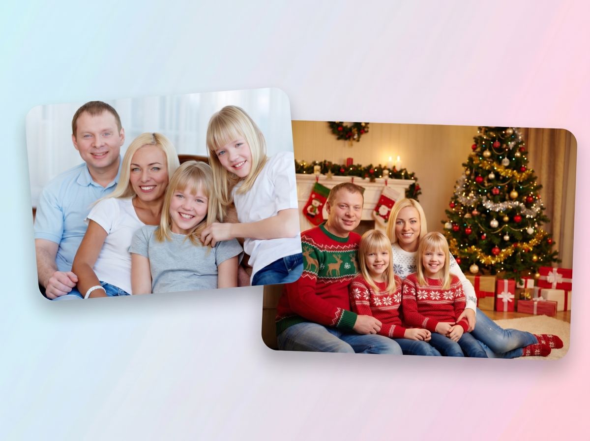 Erstellen Sie AI-Weihnachtsfamilienfotos ohne Fotografen