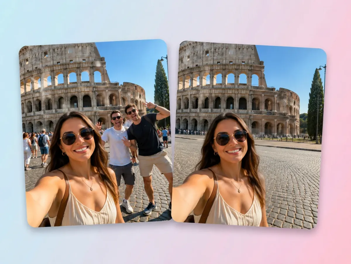 Remove Tourists and Photobombers from Travel Photos