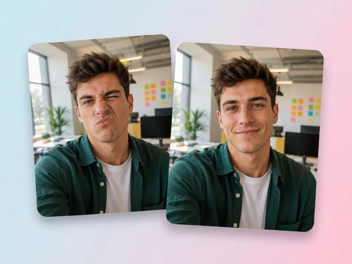 Исправьте выражения на фотографиях и в LinkedIn